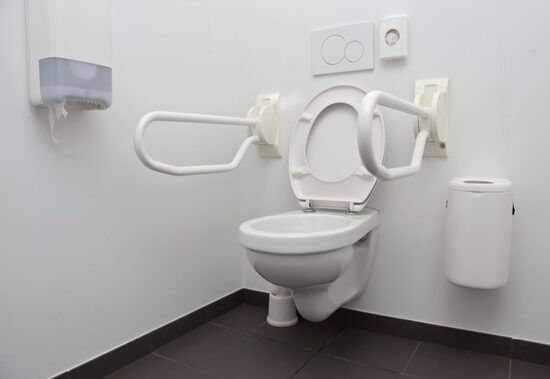Toilette pour senior avec deux barres de maintien